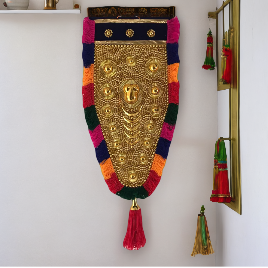 100% Hand Crafted Polymer Golden Finish Wall Hanging Netipattom by Trained and Experienced Artisans from Kerala.