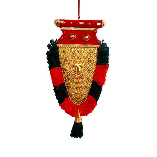 30 CM Nettipattam (Caparison), 100% Hand Crafted Polymer Golden Finish Wall Hanging Netipattom by Trained and Experienced Artisans from Kerala.