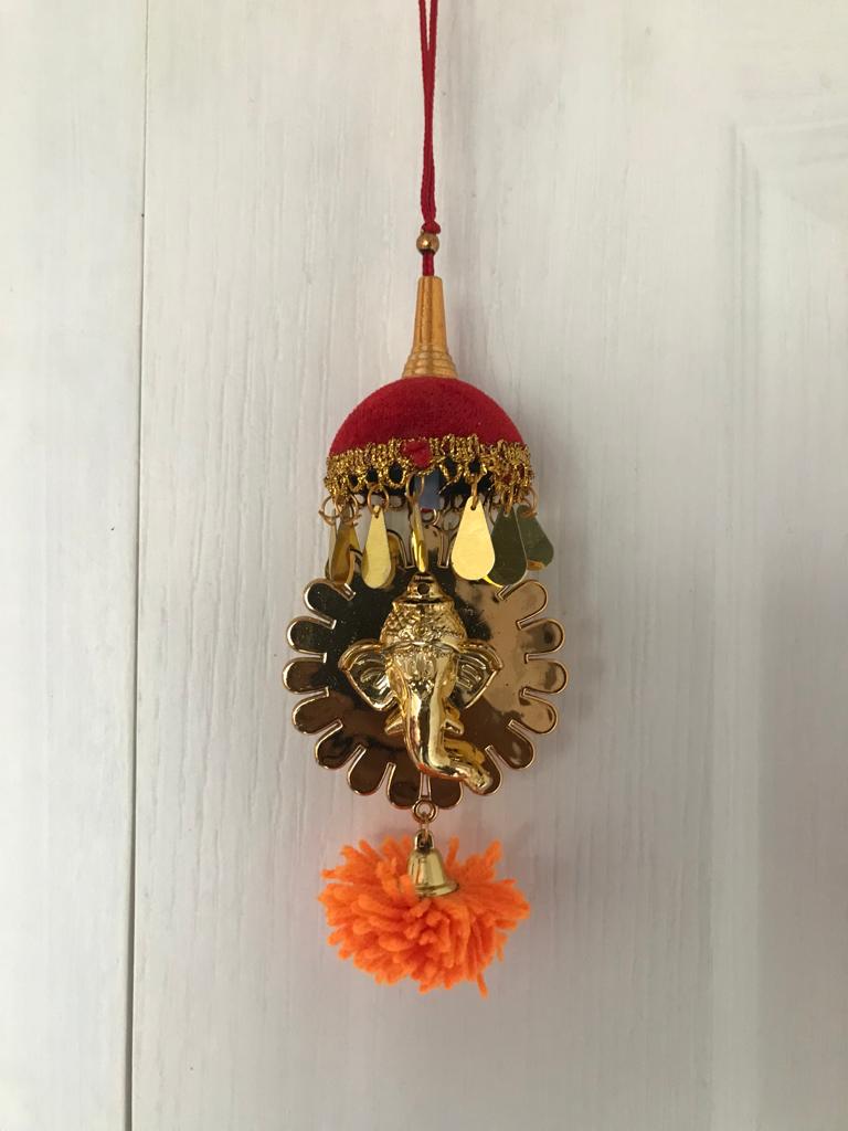 Double-Sided car Hanging Ganesha with Umbrella