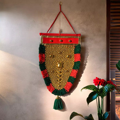 100% Hand Crafted Polymer Golden Finish Wall Hanging Netipattom by Trained and Experienced Artisans from Kerala.